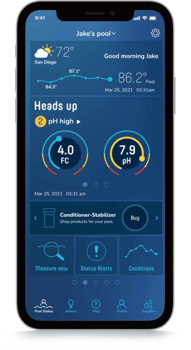 screenshot of waterguru app - seeing the chemicals in your pool
